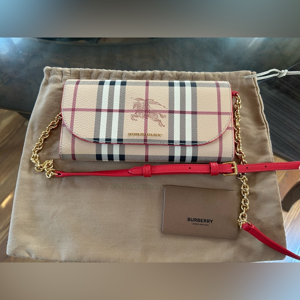 Burberry Haymarket Check Coated Canvas Henley Wallet/Crossbody/Clutch Bag